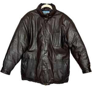 Vintage Snow Lion Down leather jacket, Y2K